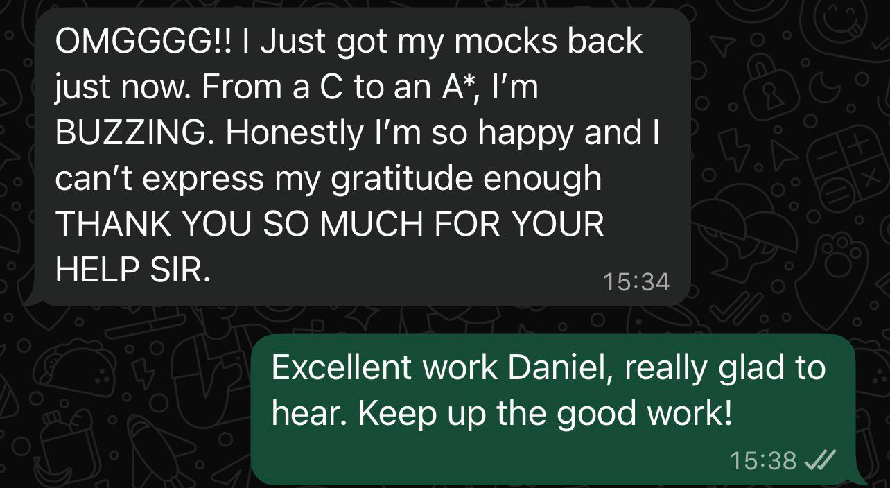 Student Daniel: C to A* in mocks