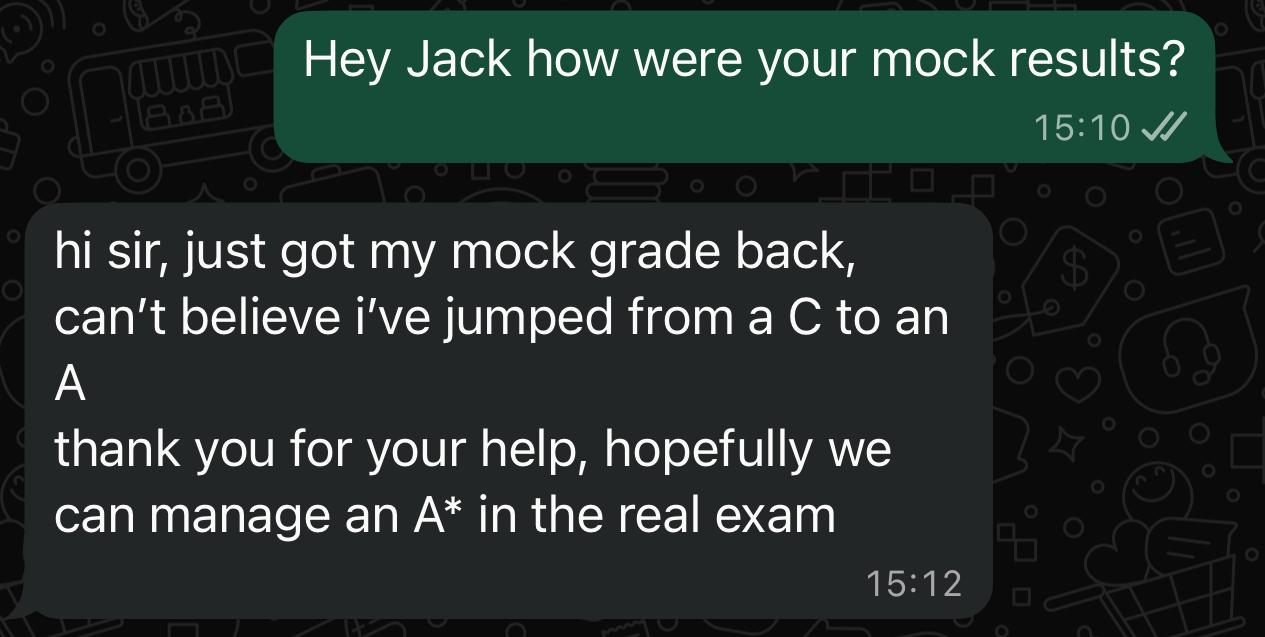 Student Jack: C to A in mock results