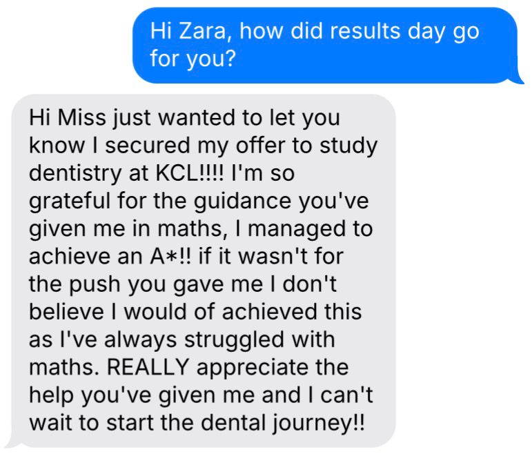 Student Zara: A* and dentistry offer at KCL